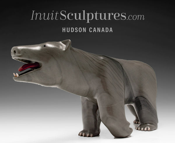 13" Walking Bear with Red Tongue by Jimmy Iqaluq *Smooth Talker*