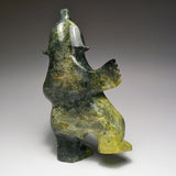 4.5" Black and Green Dancing Bear by Mosesee Pootoogook