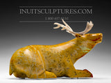 14" Masterpiece Resting Caribou by Bill Nasogaluak