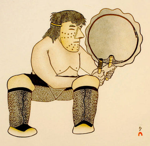 1989 MASKED DRUMMER by Kananginak Pootoogook