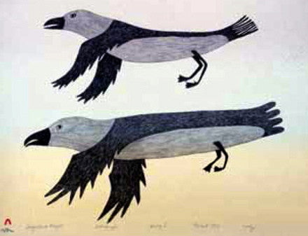 1982 SEAGULL IN FLIGHT by Lucy Qinnuayuak