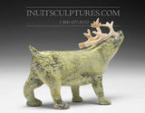 8" Light Green Curious Caribou by Peter Aningmiuq