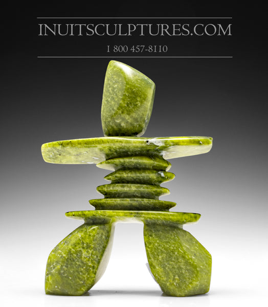 7" Electric Green Inukshuk by Adamie Lyta