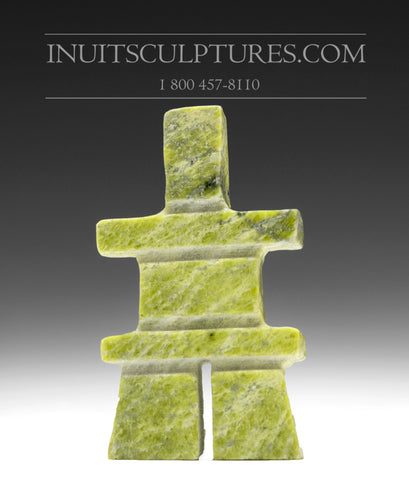 3" Radiant Lime Green Inukshuk by  Anartok Ipeelee