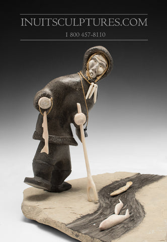 11"  Fisherman by Moses Kamookak Gjoa Haven *Moses*